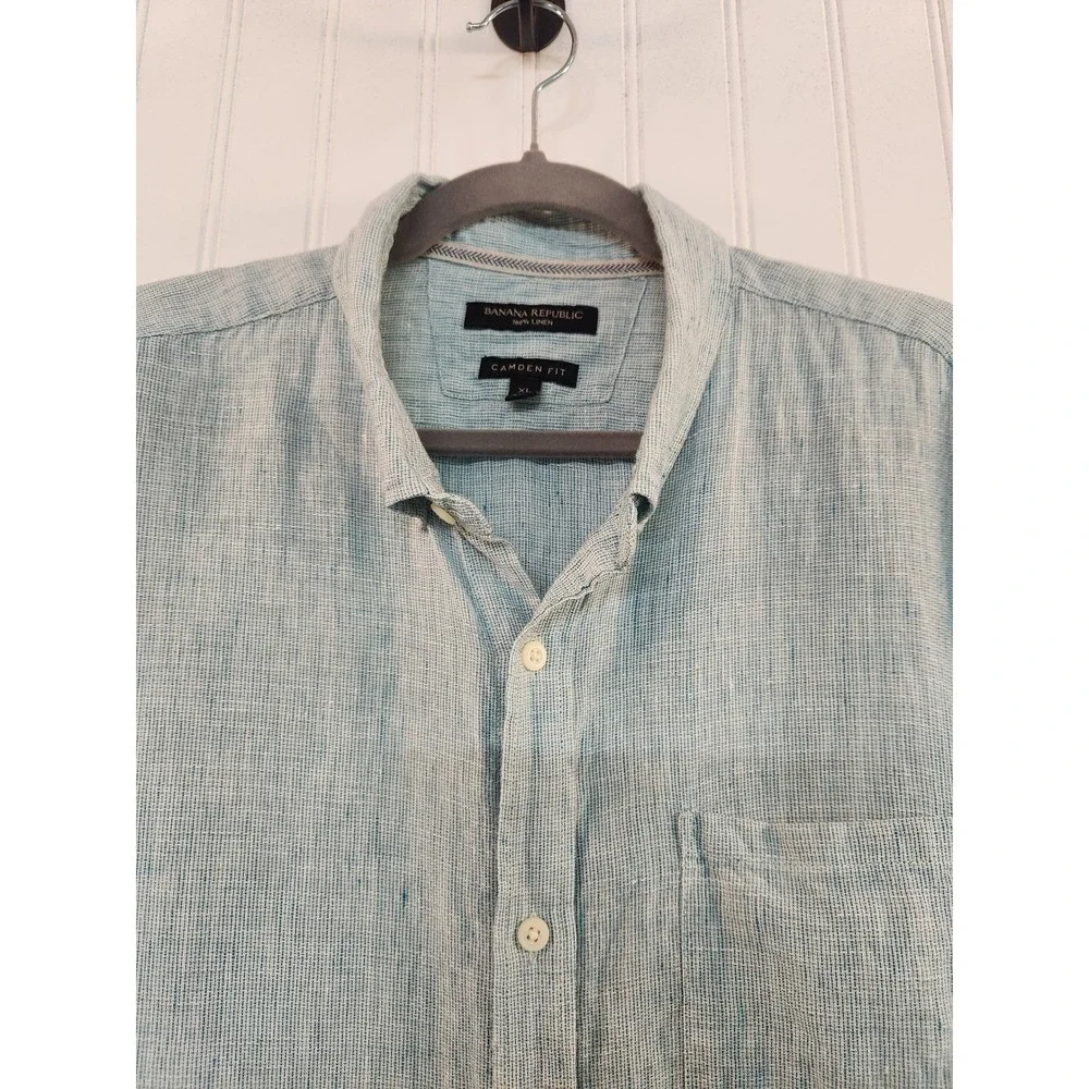 Banana Republic Light Blue 100% Linen‎ Shirt Mens XL  Long Sleeve Button Down